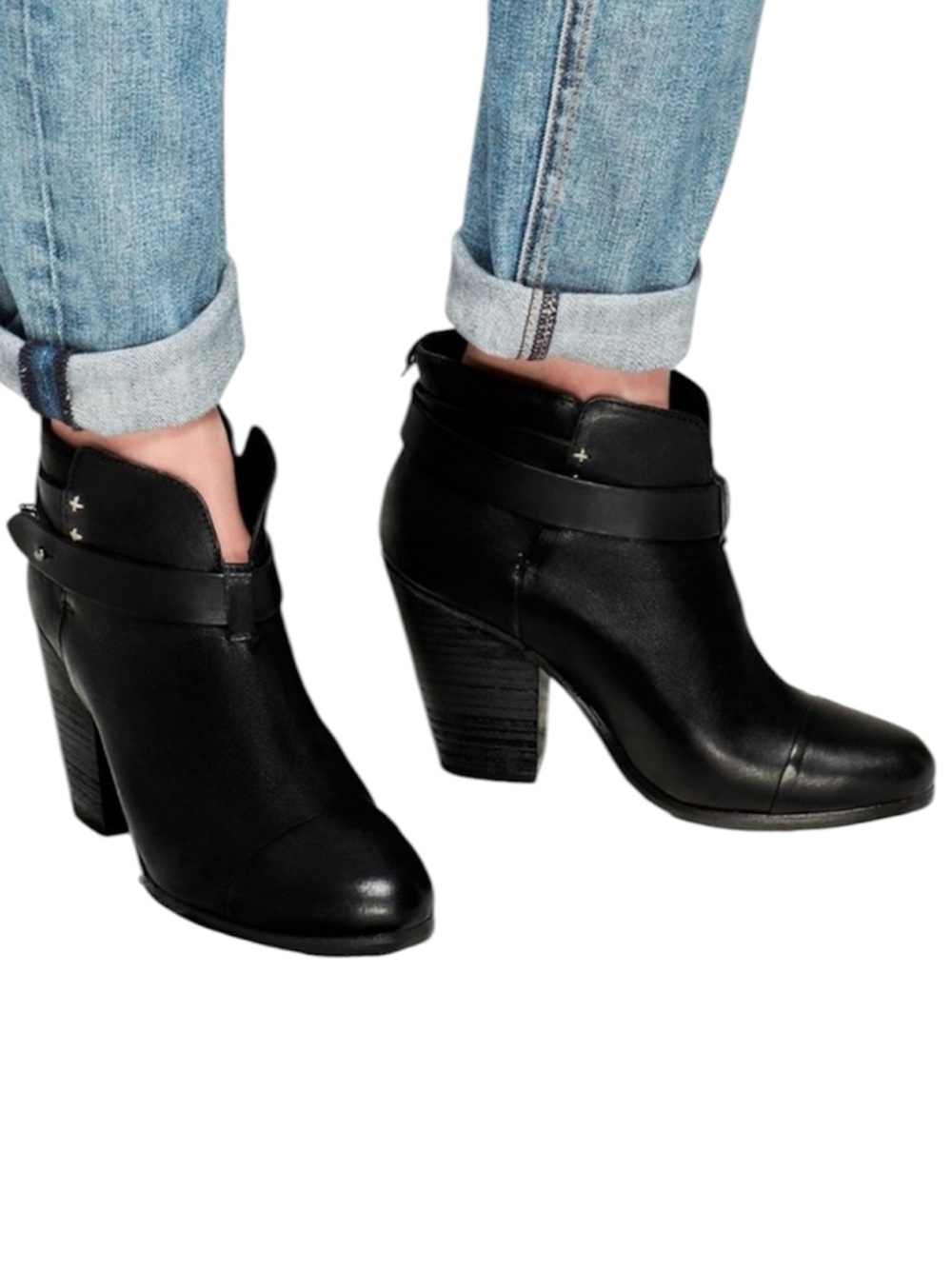 𝐑𝐚𝐠 & 𝐁𝐨𝐧𝐞 Harrow Black Leather Ankle Booties Size EU 36